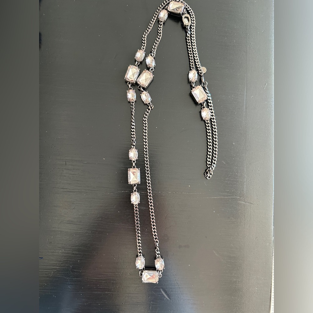 Grey crystal chain necklace